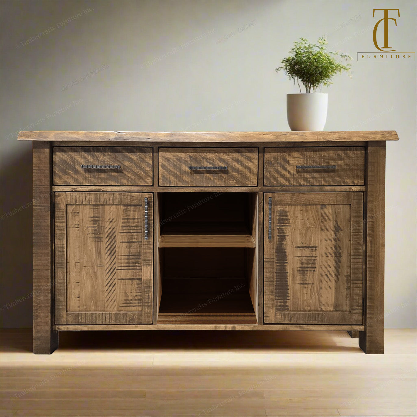 Edgewood Solid Wood Sideboard Live Edge Top