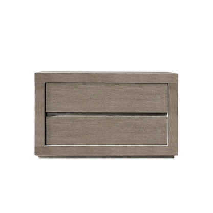 Wooden drawer with a light brown finish on a white background