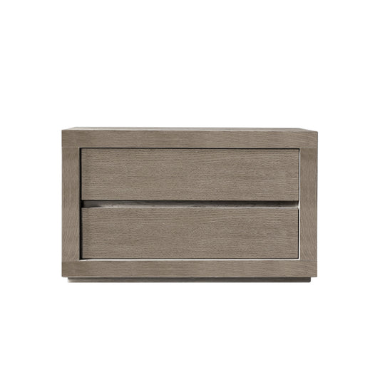 Wooden drawer with a light brown finish on a white background
