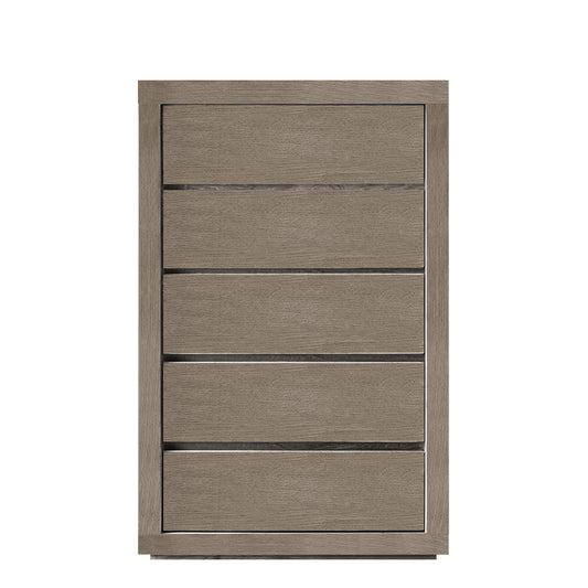 Wooden door with a textured finish on a white background