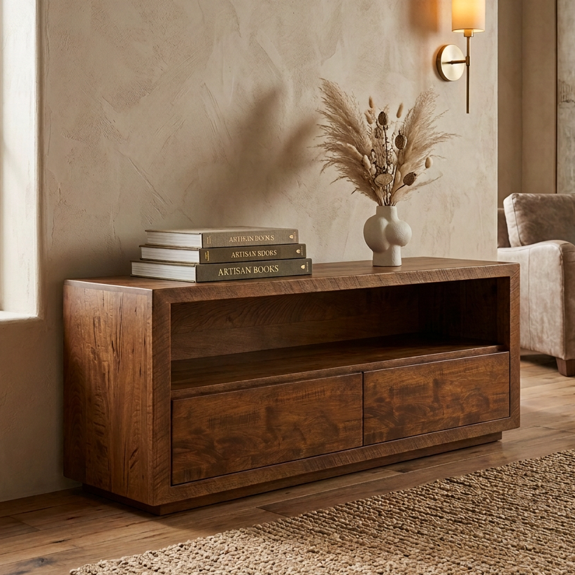 Dove Solid Wood Media Stand 24"H