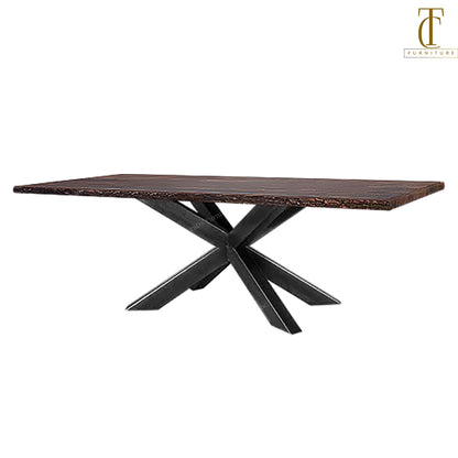 Hedgehog Solid Wood Top With HH Metal Base Dining Table