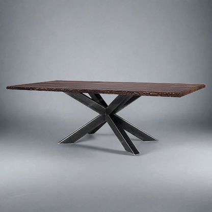 Hedgehog Solid Wood Top With HH Metal Base Dining Table