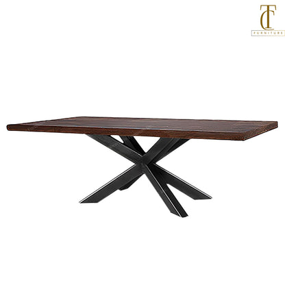 Hedgehog Solid Wood Top With HH Metal Base Dining Table