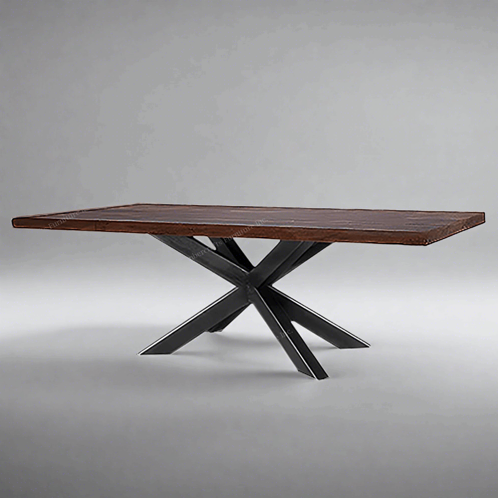 Hedgehog Solid Wood Top With HH Metal Base Dining Table