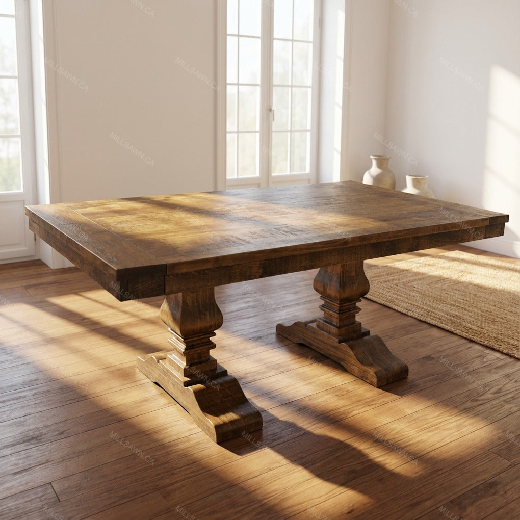Heritage Double Pedestal Solid Wood Dining Table