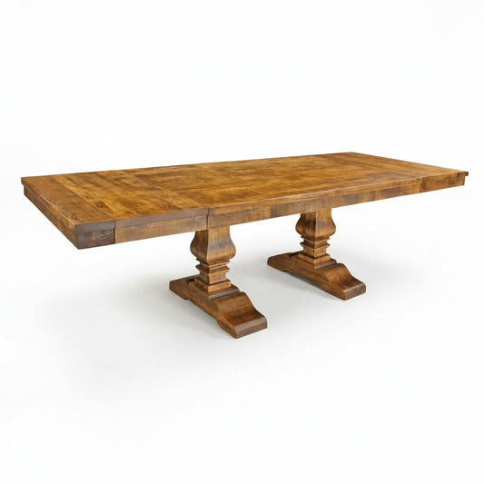 Heritage Double Pedestal Solid Wood Dining Table + 2-16" End Leaves