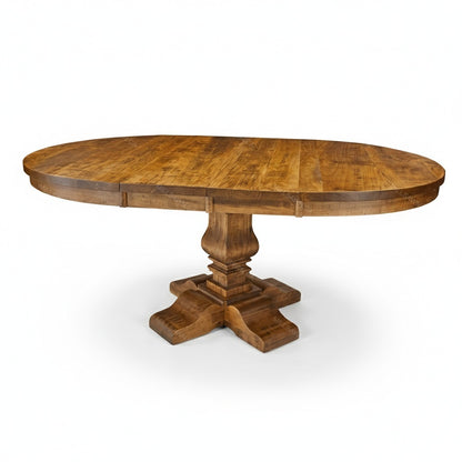 Heritage Round Single Pedestal Solid Wood Dining Table + 2-12" Centre Leaves