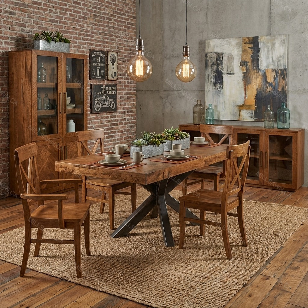 Herringbone Solid Wood Dining Table
