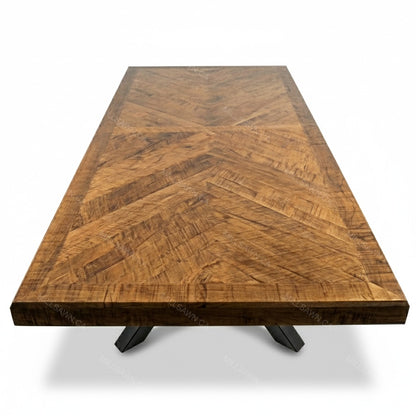 Herringbone Solid Wood Dining Table