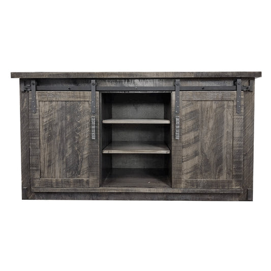 Wooden cabinet with sliding doors on a white background