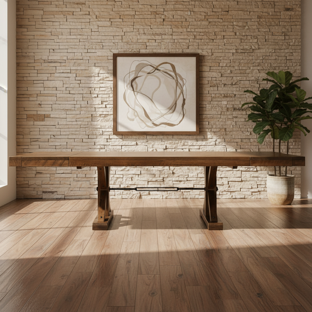 Iron Strand Solid Wood Dining Table