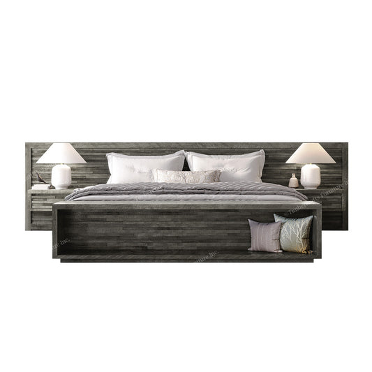 Ledge Rock Solid Wood Bed With Double Floating Nightstand