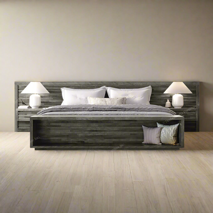 Ledge Rock Solid Wood Bed With Double Floating Nightstand