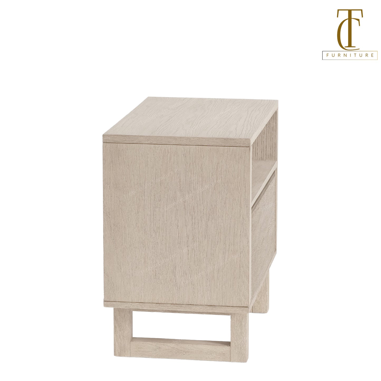 Leroy 1 Drawer Open Shelf Solid Wood Nightstand