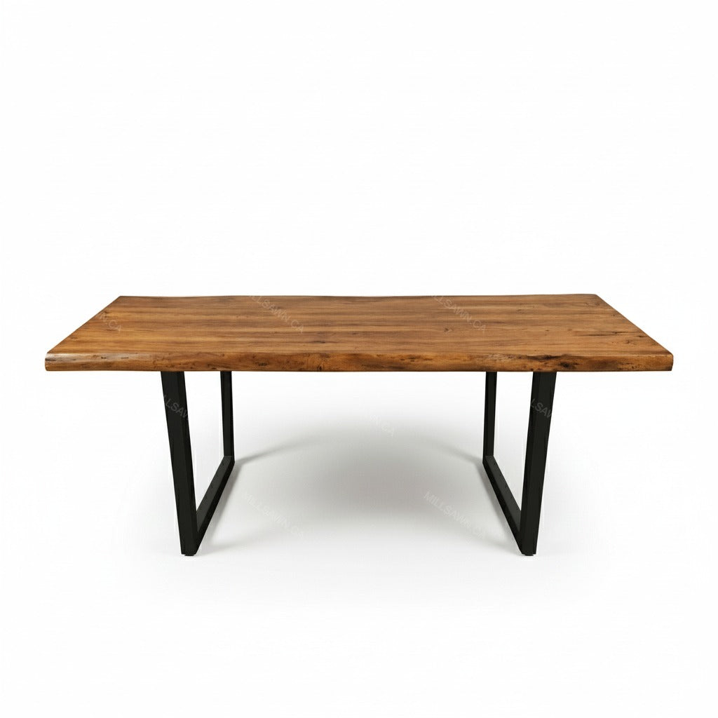 Lux Solid Wood Dining Table Top With Metal Base