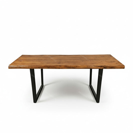 Lux Solid Wood Dining Table Top With Metal Base