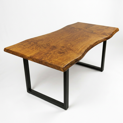 Lux Solid Wood Dining Table Top With Metal Base