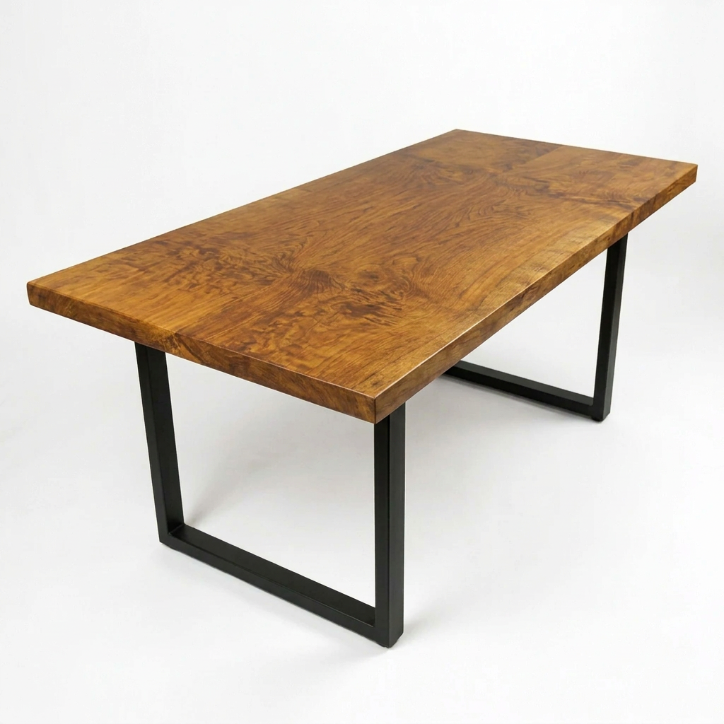 Lux Solid Wood Dining Table Top With Metal Base