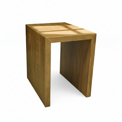 Wooden side table on a white background