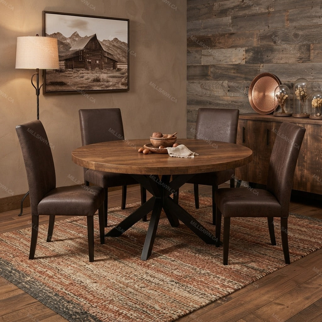 Maxwell Round Solid wood Top with Metal Base Dining Table