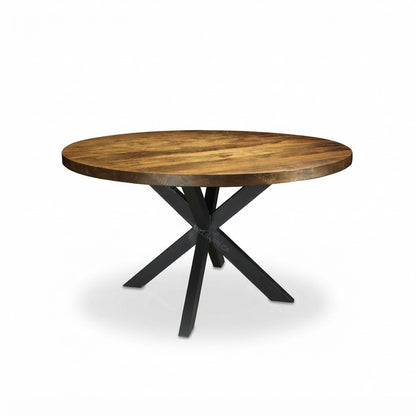 Maxwell Round Solid wood Top with Metal Base Dining Table
