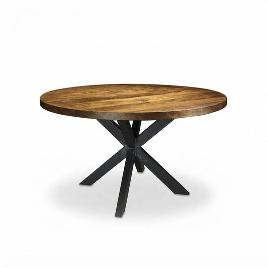 Maxwell Round Solid wood Top with Metal Base Dining Table