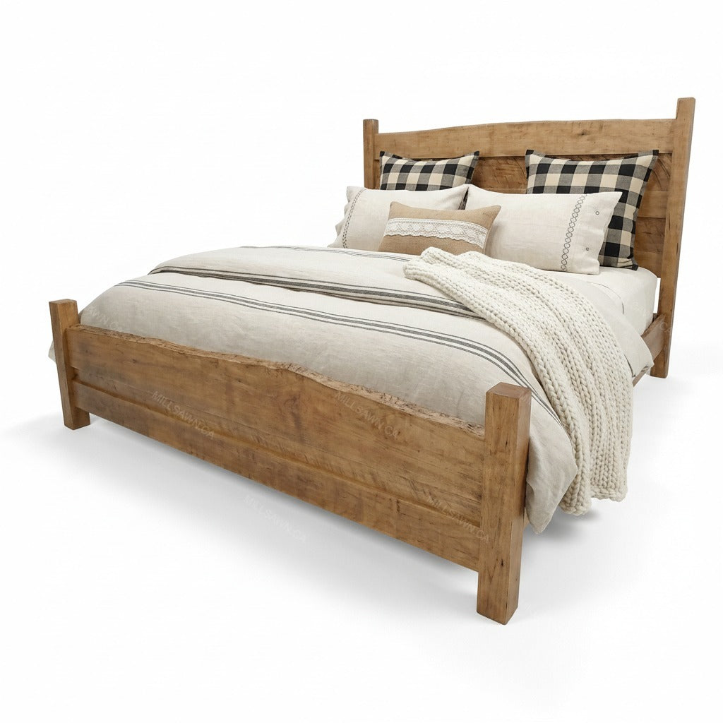 Millwood Live Edge Solid Wood Flat Panel Bed