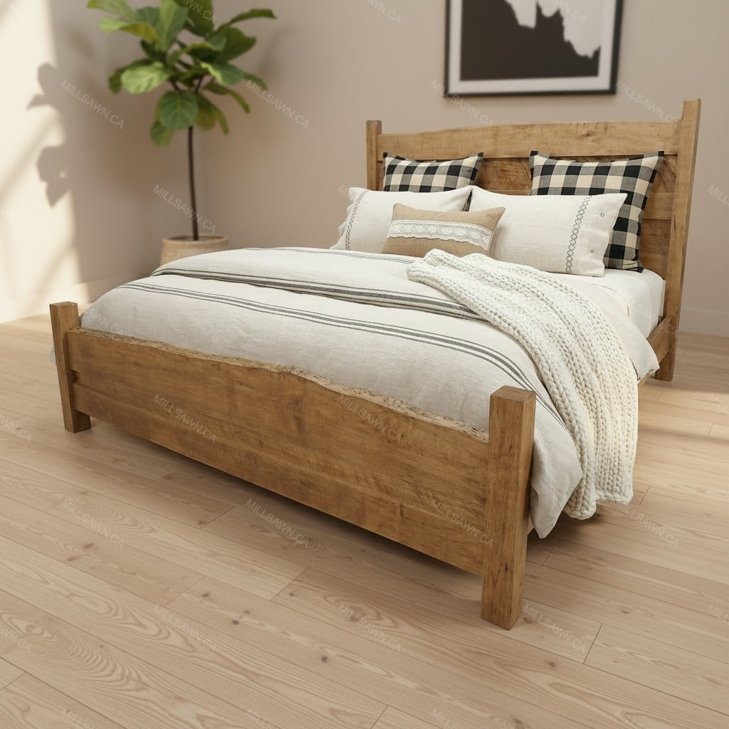 Millwood Live Edge Solid Wood Flat Panel Bed