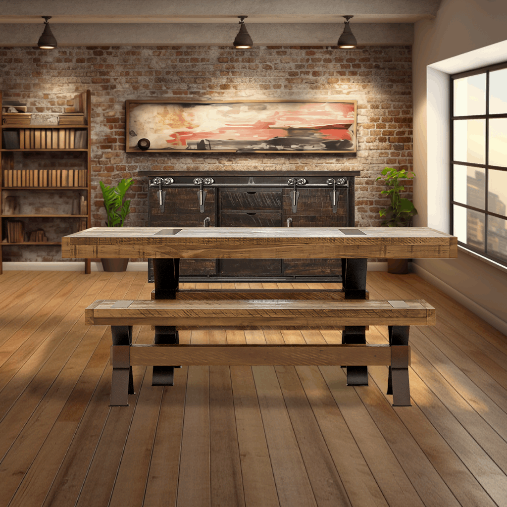 Millwright Solid Wood Top With Metal Base Dining Table