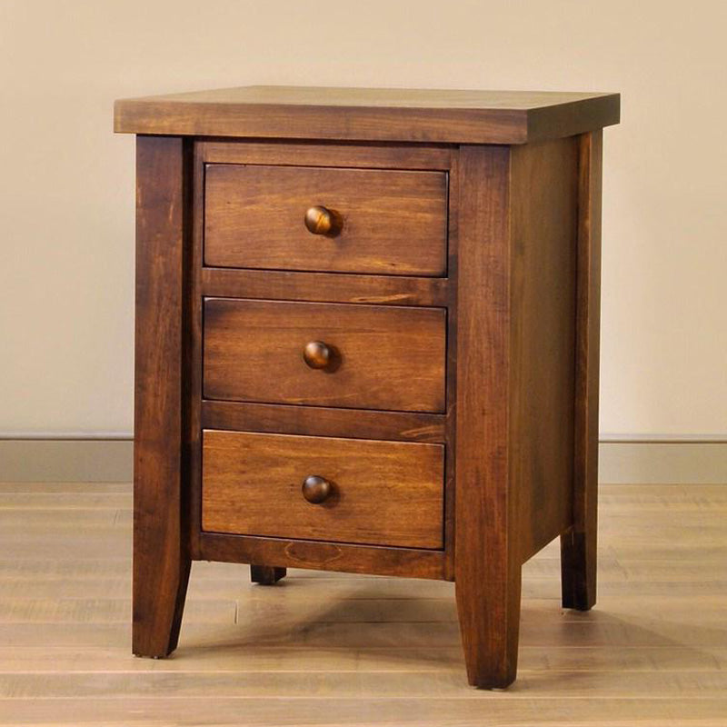 Farmhouse Solid Wood 3 Drawer Nightstand
