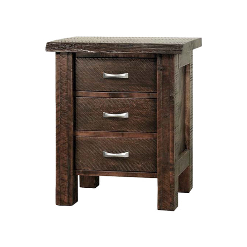 Live Edge Solid Wood 3 Drawer Nightstand
