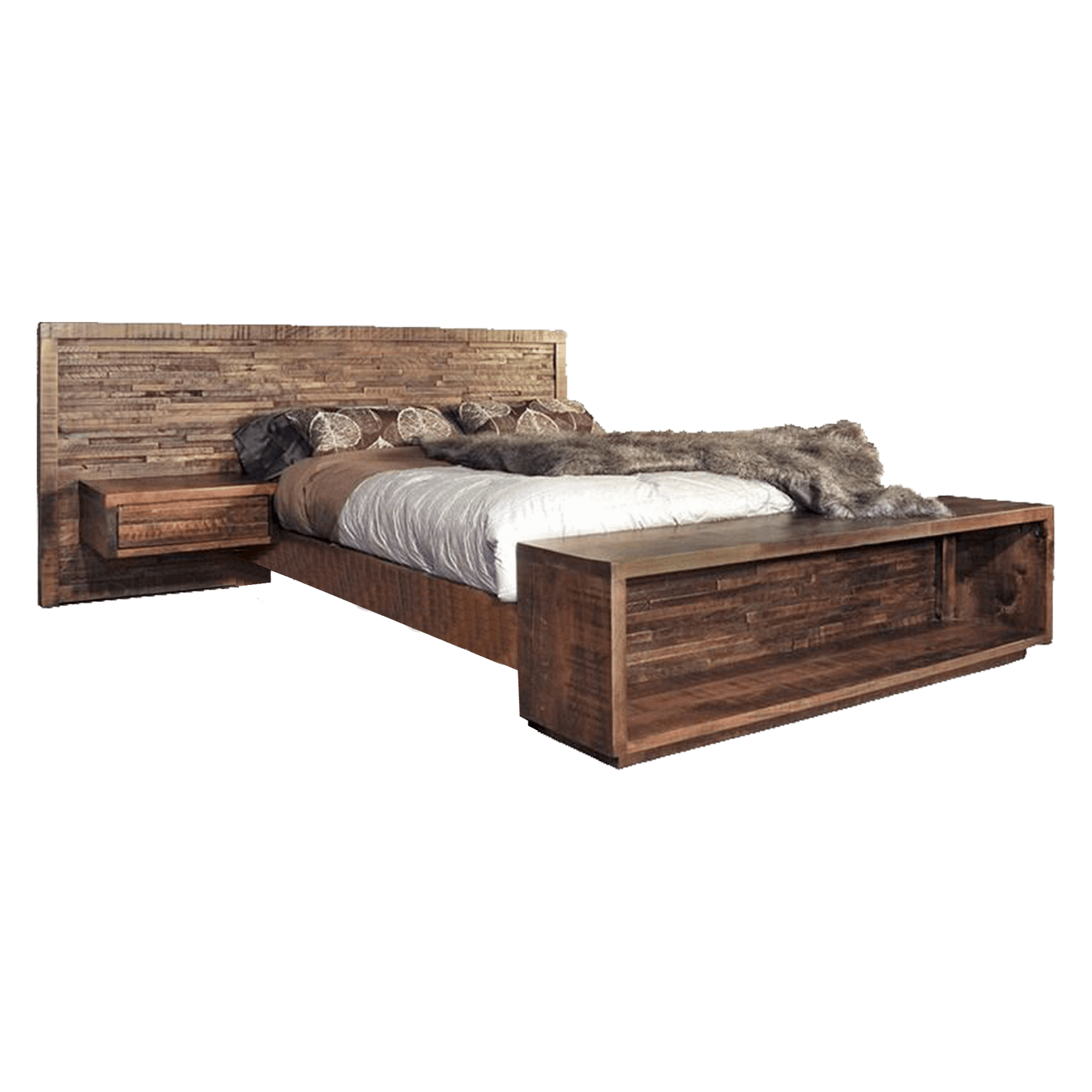 Ledge Rock Bed With Floating Nightstand