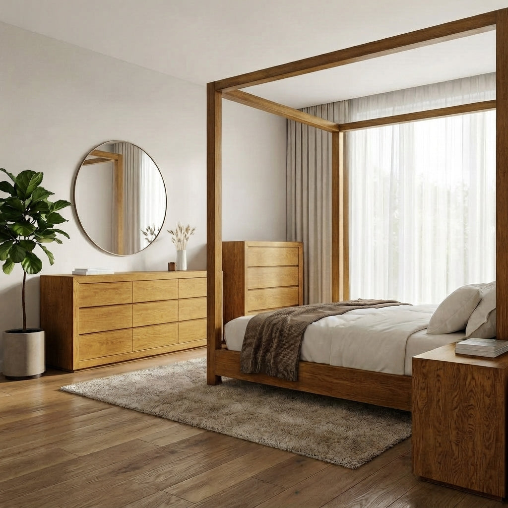 Pintura Solid Wood Canopy Bed