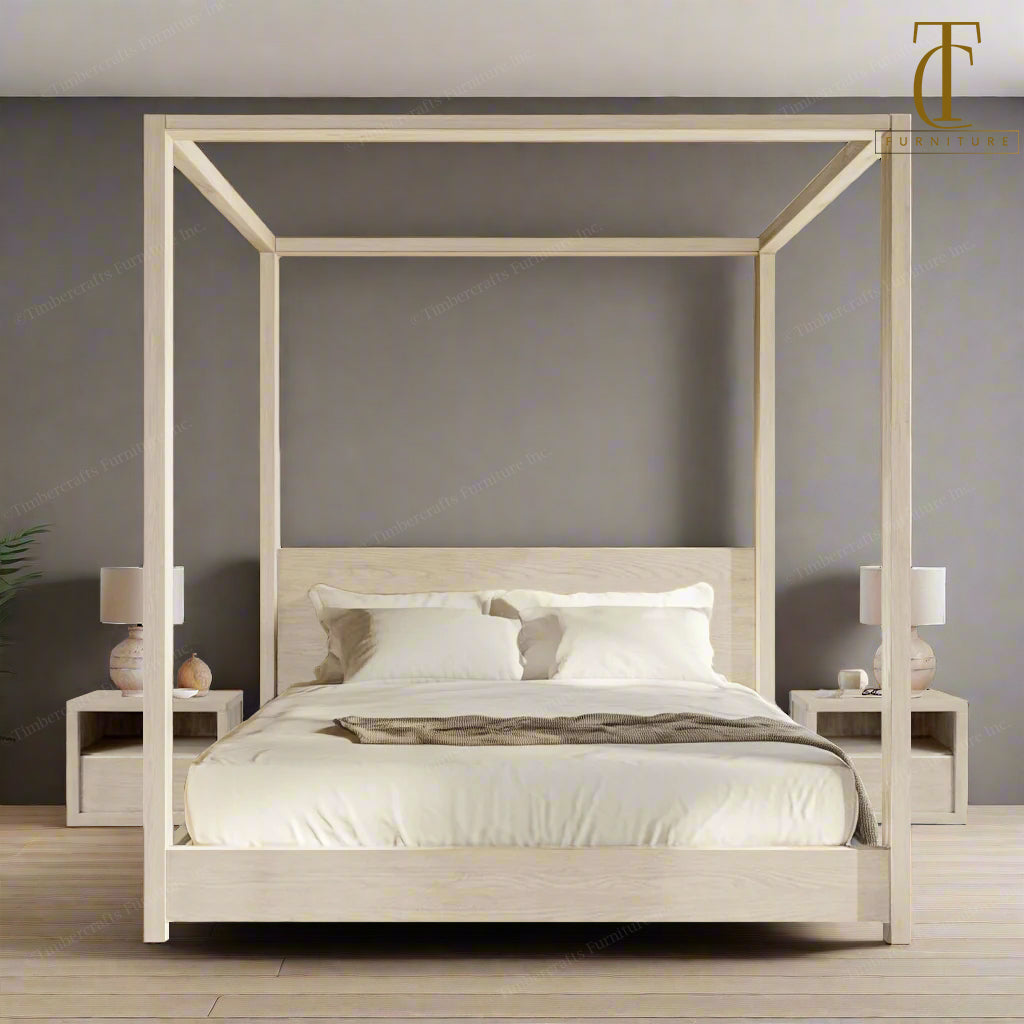 Pintura Solid Wood Canopy Bed