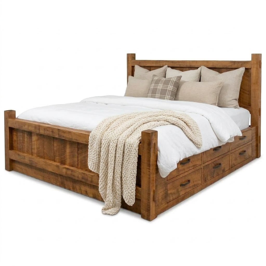Ranch 12 Drawer Solid Wood Storage Bed