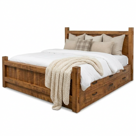 Ranch 12 Drawer Solid Wood Storage Bed
