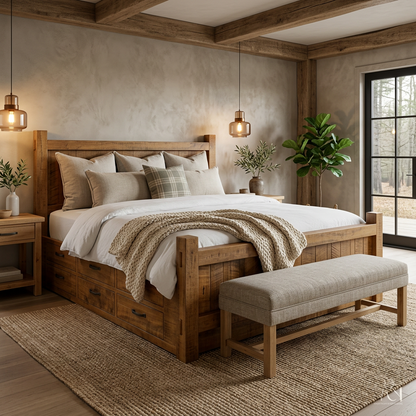 Ranch 12 Drawer Solid Wood Storage Bed