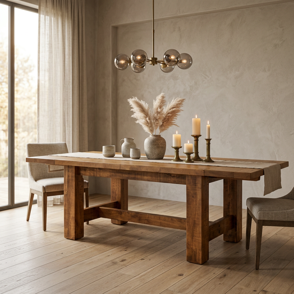 Ranch Solid Wood Dining Table + 2-18" End Leaves