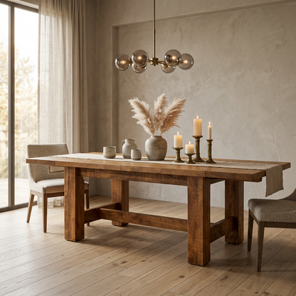 Ranch Solid Wood Dining Table + 2-18" End Leaves