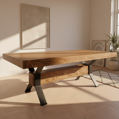 Ratcliffe Solid Wood Top With Metal Base Dining Table