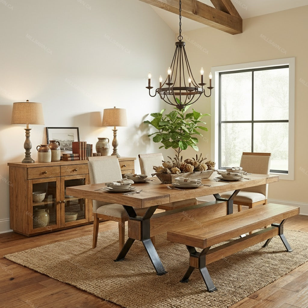 Ratcliffe Solid Wood Top With Metal Base Dining Table