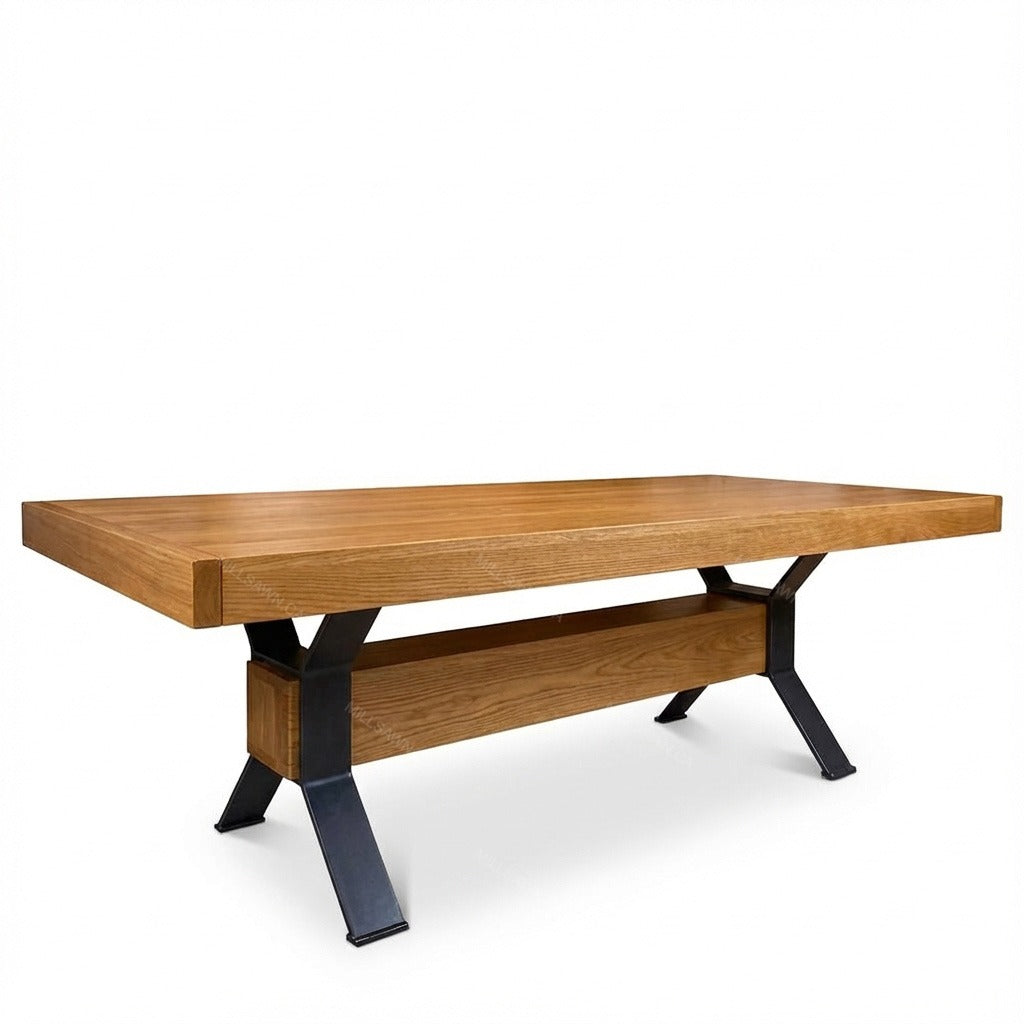 Ratcliffe Solid Wood Top With Metal Base Dining Table