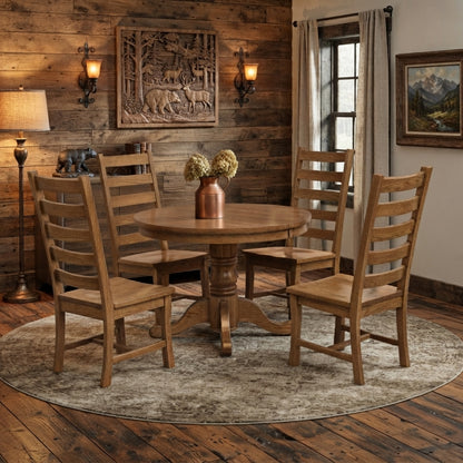 Royal Single Pedestal Solid Wood Dining Table
