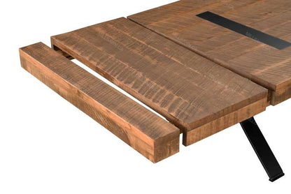 Arthur Philippe Solid Wood Top With Metal Base Table + 2-16" End Leaves