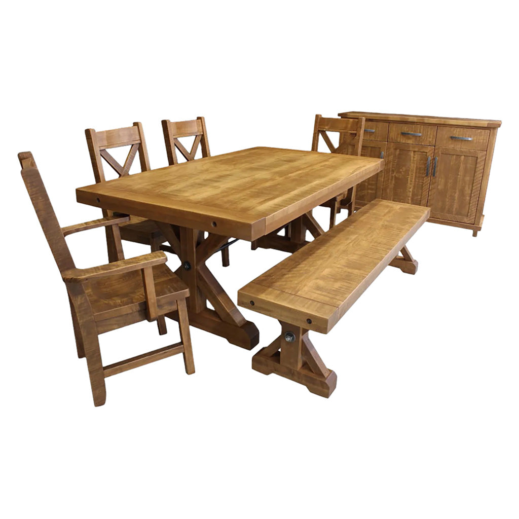 Chesapeake Solid Wood Dining Table + 2-16" End Leaves