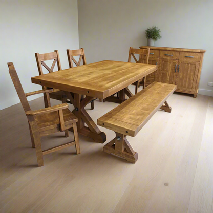 Chesapeake Solid Wood Dining Table + 2-16" End Leaves