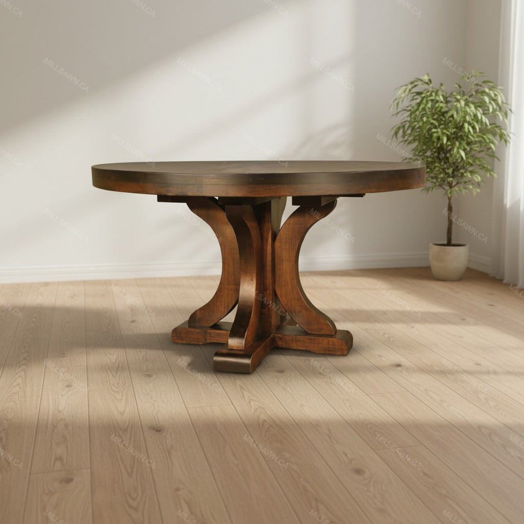 Carlile Single Pedestal Solid Wood Dining Table