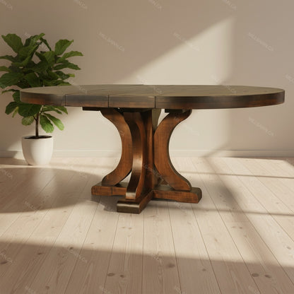 Carlile Single Pedestal Solid Wood Dining Table