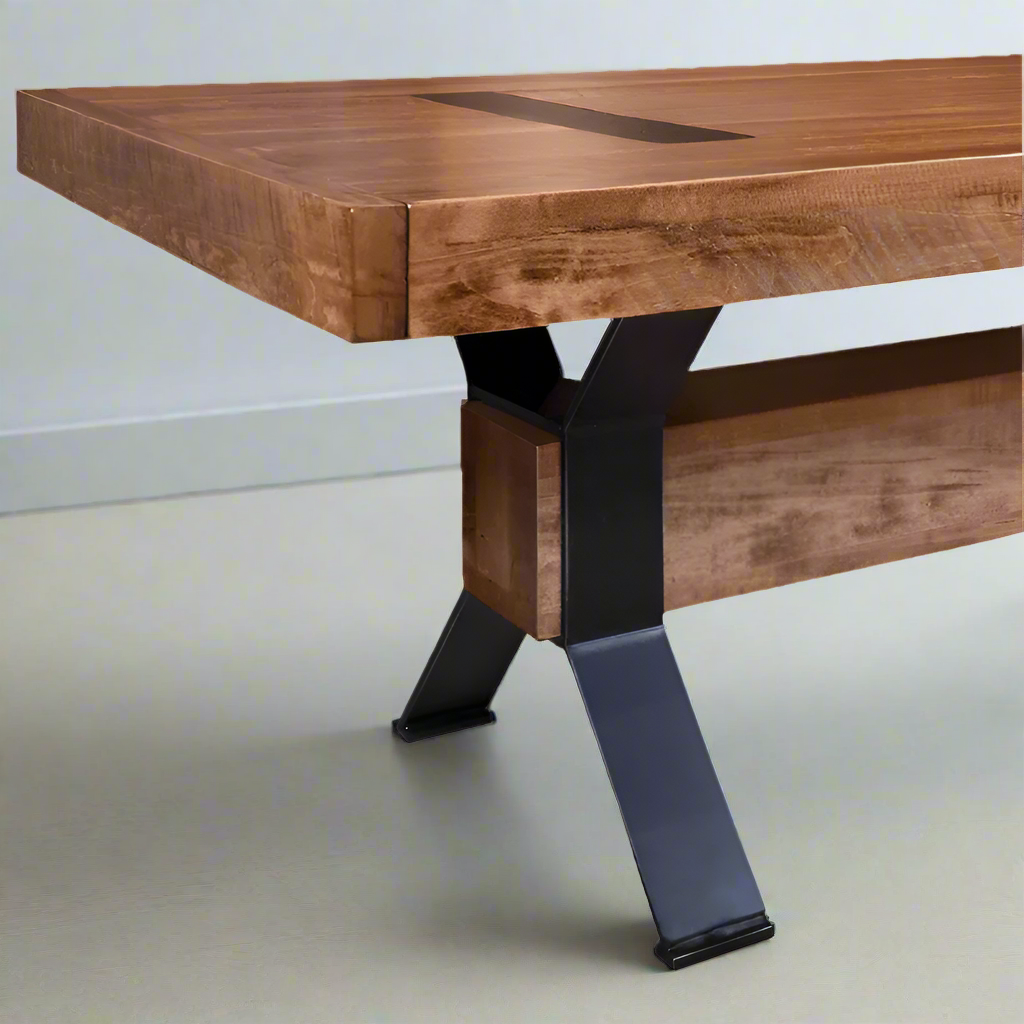 Millwright Solid Wood Top With Metal Base Dining Table